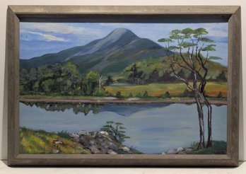 Mid 20th Century Original Oil Painting Mountain Landscape By Ruth White