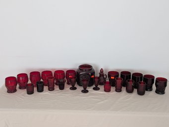 Lot Of Royal Ruby Red Glass  - Large Lot Of Mostly Drinkware / Glasses