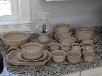 Large Lot Of Noritake  Stoneware Sunset Mesa Dinnerware Including A Candle Light & Large Serving Pieces