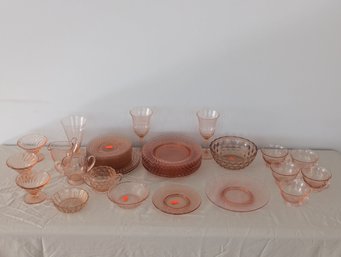 Very Large Lot Of Misc Pink Depression Glass