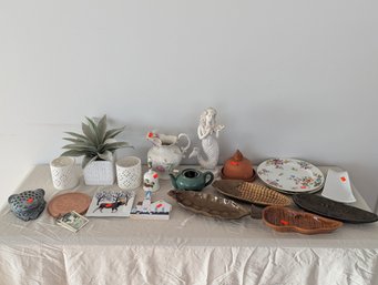 Large Lot Of Misc Decorative & Serving Pieces