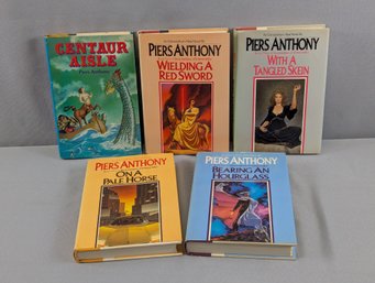 5 Books By Piers Anthony Including A 4 Volume Series Of First Editions, On A Horse, Bearing An Hourglass, Etc