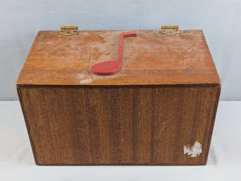 Vintage Wooden Box Full Of 45 Vinyl Records