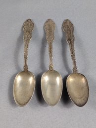 3 Sterling Silver Spoons Pat 1892 - 2.23 Ozt