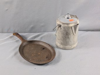 Cast Iron Skillet & A Coleman Camp Style Coffee Maker