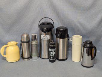 Large Lot Of Themoses Vintage To A Couple Newer Commercial Air Pots For Coffee