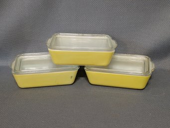 Pyrex Bakeware / Refrigerator Dishes - Casserole Size - Lot Of 3 Yellow