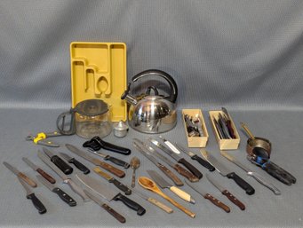 Another Lot Of Kitchen Related Items Including A Couple Nice Copper Measures
