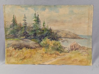 Early 20th Century Original Watercolor Painting - Possibly Monhegan Maine