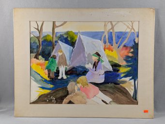 Paula Canale Wolfson(19082002) Signed Original Painting MCM Mid-Century Modernist
