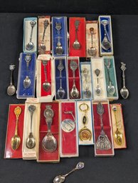 Large Lot Of Tourist Collector's Spoons & Related