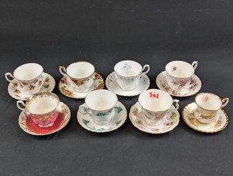 Large Lot Of 8 Royal Albert English Bone China Tea Cups & Saucers