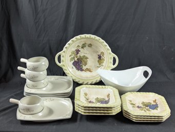 Lot Of Ceramic Serving Pieces Including Pfaltzgraff Heirloom Soup & Sandwich & Italian Ceramica