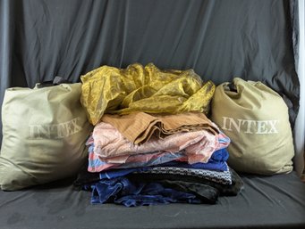 Large Tote Lot Of Fabric & Material