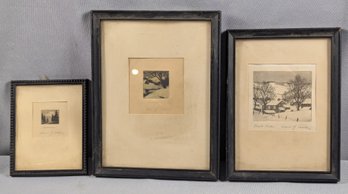 Lot Of 3 Edwin Gray Cassedy (1885-1950) Miniature Signed Engravings