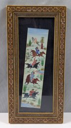 Original Persian / Middle Eastern Small Painting In Vintage Micromosaic Frame