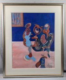 Large Original Acrylic Abstract Painting By Russell Aharonian Titled  'Contact'