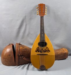 Antique Melon Back Mandolin With Leather Case
