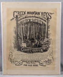 1868 Original Lithograph - Green Mountain Boys Balm Of Gilead Cedar Plaster W A King / Forbes & Co / M K Paine