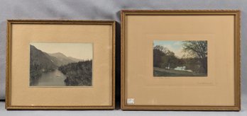 Vintage Hand Colored Bicknell Photograph Together With Another New Hampshire Piece