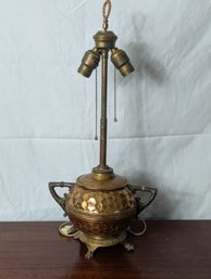 Antique Copper Oil Lamp - Converted To Electric