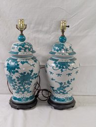 Pair Of Chinese Style Porcelain Table Lamps