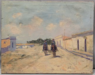 E Ferenczy - Hungarian School - Original Oil Painting Of Men On Horseback