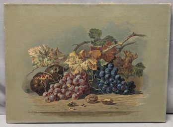 Very Well Done Original Oil Painting Still Life Of Grapes Signed Gaetane ?