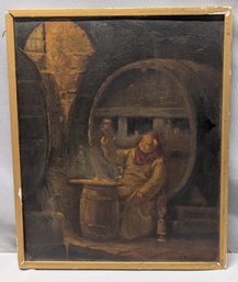Original Oil Painting Signed E Grutzner On Wood Panel Of A Friar