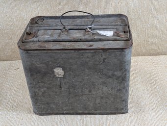 Vintage Galvanize Metal Egg Carrying Tin