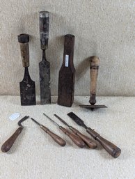 Wonderful Lot Of Antique Chisels - A Number Of Signed Examples Including Buck Bros, Orry & Marshall
