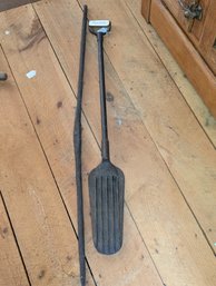 Interesting Old 'Ditch Digger' Shovel Together With A Hand Wrought Iron Bar