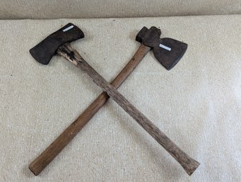 Lot Of 2 Antique Axes - One Broad & One Double Head