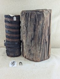 Two Sections Of Antique Wooden Water Pipes