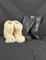 Two Pairs Of Womens Boots - Saba Pinguino Italian Yeti Style & Leather Size 7