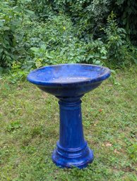 Blue Pottery Bird Bath