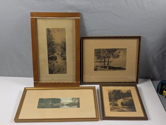 Lot Of 4 Framed Photographs From A Maine Camp Including A Picture Of Long Lake