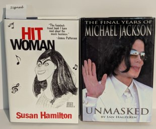 2 Books - Author Signed First Edition Hit Woman By Susan Hamilton Together With Michael Jackson Unmasked