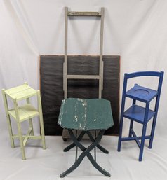 Lot Of Painted Tables, Stands & An Old Card Table