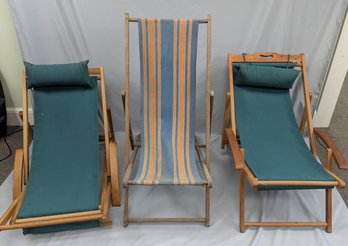 3 Folding Deck Chairs