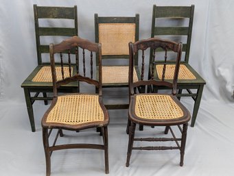 Lot Of 5 Cane Seat Chairs
