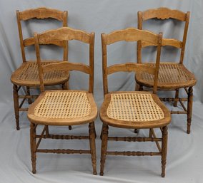 Set Of 4 Cane Seat Chairs