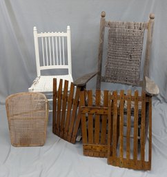 Misc Lot - Including A Porch Rocker, A Side Chair & Canoe Chair Parts ?