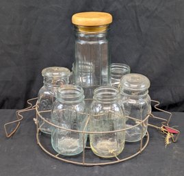 Wire Rack With Canning / Mason Jars And A Tall Storage Jar