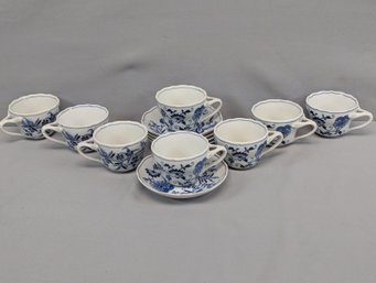 Lot Of Blue Danube Blue Onion Style Cups & Saucers