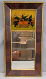 Antique Empire Style Two Part Mirror With Reverse Painted Panel