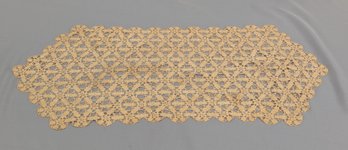 Antique Hand Crocheted Dresser Scarf 15 X 33'