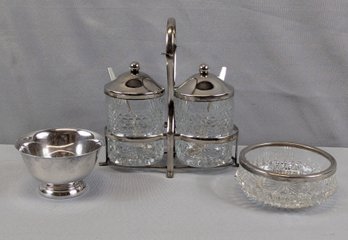 Lot Of Glass & Silver Plate Serving Pieces