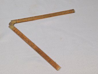 Nice Antique Brass Bound / Sliding Wooden Ruler