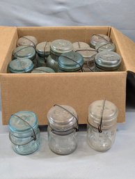Box Lot Of Vintage Mixed Canning Jar